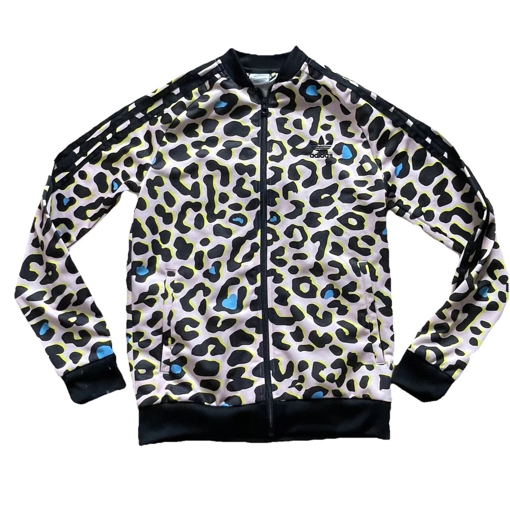 ADIDAS ORIGINALS LZ Pink Leopard Print SST Superstar Track Jacket Large 13-14y